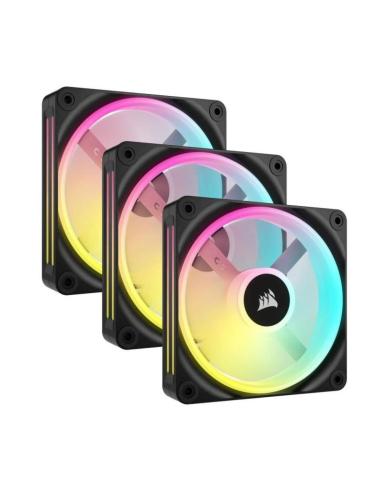 VENTILADOR CAJA ADICIONAL 12X12 CORSAIR QX120 ICUE LINK RGB NEGRO STARTER KIT 3U