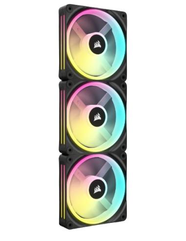 VENTILADOR CAJA ADICIONAL 12X12 CORSAIR QX120 ICUE LINK RGB NEGRO STARTER KIT 3U
