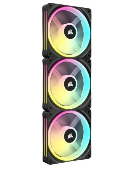 VENTILADOR CAJA ADICIONAL 12X12 CORSAIR QX120 ICUE LINK RGB NEGRO STARTER KIT 3U