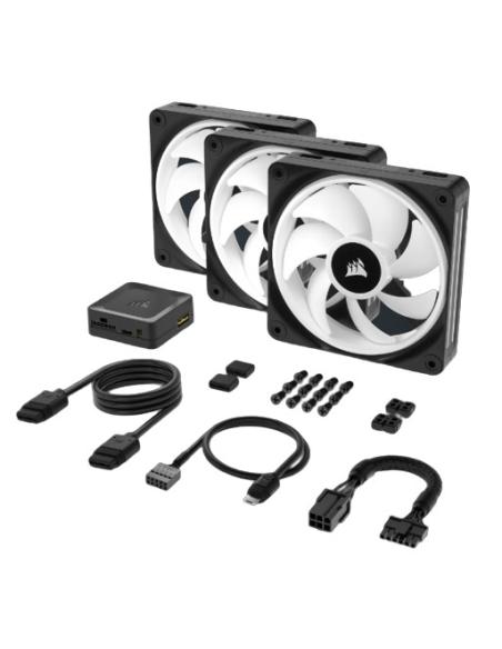 VENTILADOR CAJA ADICIONAL 12X12 CORSAIR QX120 ICUE LINK RGB NEGRO STARTER KIT 3U