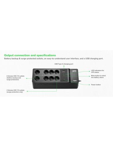 APC BE500G2-GR sistema de alimentación ininterrumpida (UPS) En espera (Fuera de línea) o Standby (Offline) 0,5 kVA 300 W