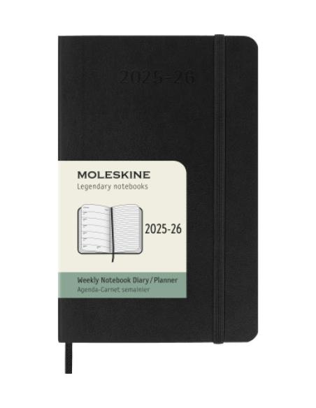 AGENDA 18M 2025-2026 SEMANAL P (9 X 14 CM) NEGRA TAPA BLANDA MOLESKINE DSB18WN2Y26