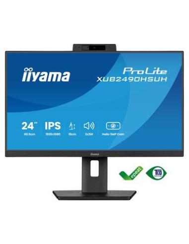 MONITOR IIYAMA 24" XUB2490HSUH-B2, FHD, 75HZ, 1MS, HDMI, DISPLAYPORT, USB, ALT, AJUS ALT, PIVOTANTE, CAM
