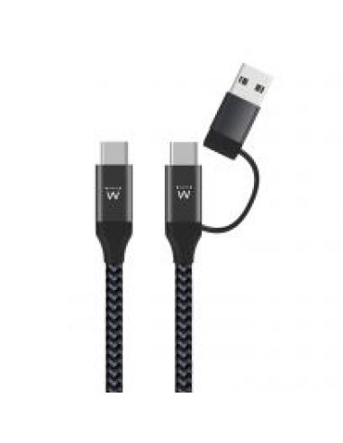 CABLE EWENT USB-C 2 EN 1 / USB-A + USB-C / 1 METRO / EW9918