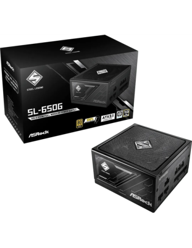 FUENTE ALIMENTACION ASROCK SL-650G,PSU,650W,80 PLUS GOLD,135MM,MODULAR,PCI-E 5.1 (12+4pin)x1,PCI-E (6+2 pin)x3,SATA (5 pin)x9