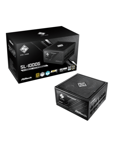 FUENTE ALIMENTACION ASROCK SL-1000G,PSU,1000W,80 PLUS GOLD,135MM,MODULAR,PCI-E 5.1 (12+4pin)x1,PCI-E (6+2 pin)x3,SATA (5 pin)x9
