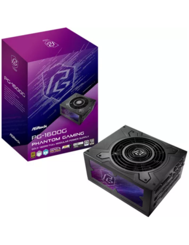 FUENTE ALIMENTACION ASROCK PG-1600G,PSU,1600W,80 PLUS GOLD,135MM,MODULAR,PCI-E 5.1 (12+4pin)x2,PCI-E (6+2 pin)x8,SATA (5 pin)x12