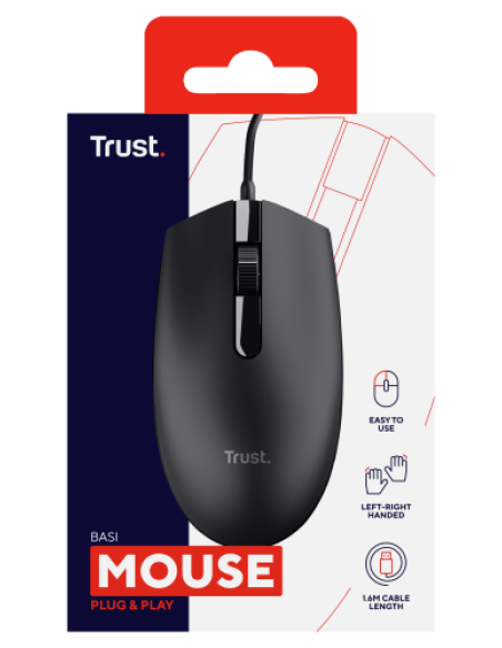 Trust Basi ratón Oficina Ambidextro USB tipo A Óptico 1200 DPI