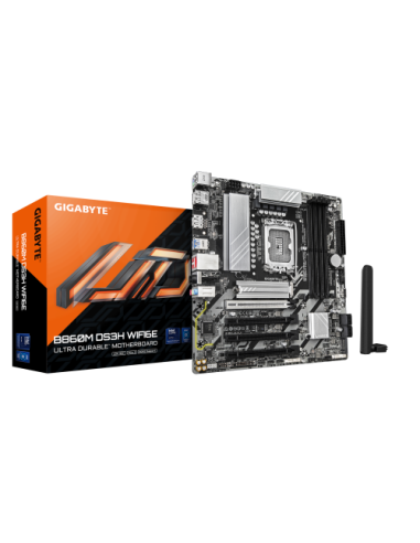 GIGABYTE B860M DS3H WIFI6E Placa base - CPUs Intel Core Ultra, VRM de 5+1+2+1 fases, hasta 9066MHz DDR5, 1xPCIe 5.0 + 1xPCIe 4.0