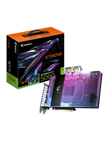 GIGABYTE AORUS GeForce RTX 5090 XTREME WATERFORCE WB 32G Tarjeta Gráfica - 32 GB GDDR7, 512 bits, PCI-E 5.0, 2655 MHz Frecuencia
