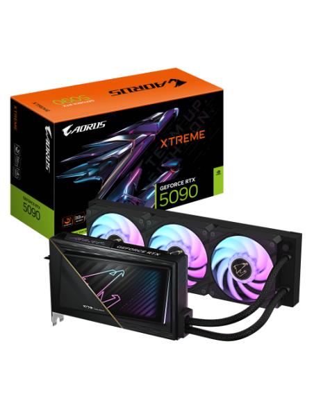 GIGABYTE AORUS GeForce RTX 5090 XTREME WATERFORCE 32G Tarjeta Gráfica - 32 GB GDDR7, 512 bits, PCI-E 5.0, 2655 MHz Frecuencia Ba