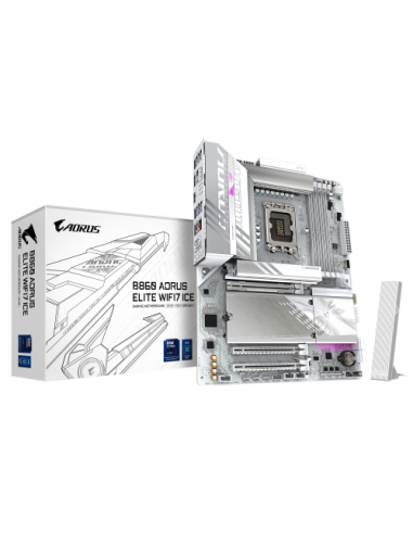 GIGABYTE B860 AORUS ELITE WIFI7 ICE Placa base - CPUs Intel Core Ultra, VRM de 14+1+2+1 fases, hasta 9200MHz DDR5, 1xPCIe 5.0 + 