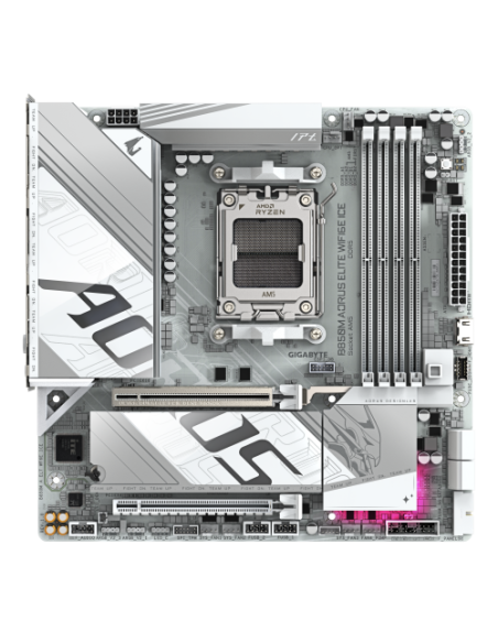 GIGABYTE B850M AORUS ELITE WIFI6E ICE Placa Base - Procesadores AMD Ryzen Serie 9000, 12+2+1 fases VRM digitales, hasta 8200MHz 