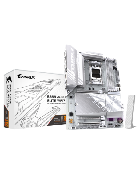 GIGABYTE B850 AORUS ELITE WIFI7 ICE Placa Base - Procesadores AMD Ryzen Serie 9000, VRM digital de 12+2+1 fases, hasta 8200MHz D