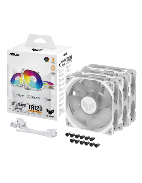 ASUS TUF GAMING TR120 ARGB REVERSE 3IN1 White Carcasa del ordenador Refrigerador de aire 12 cm Blanco