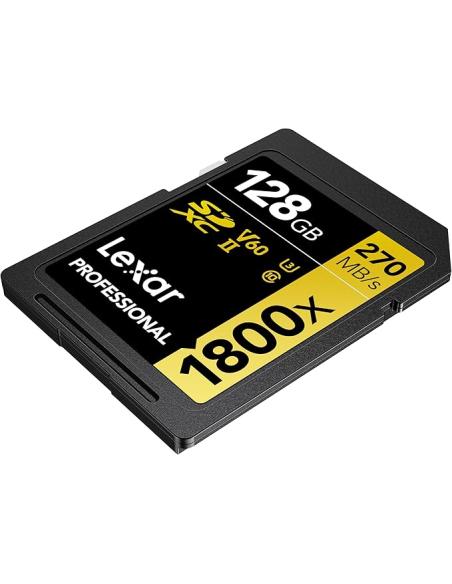 LEXAR 128GB PROFESSIONAL 1800X SDXC UHS-II CARDS, UP TO 280MB/S READ 210MB/S WRITE C10 V60 U3