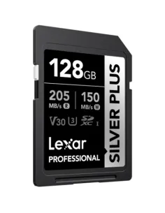 LEXAR 128GB PROFESSIONAL SILVER PLUS SDXC UHS-I CARDS, UP TO 205MB/S READ 150MB/S WRITE C10 V30 U3