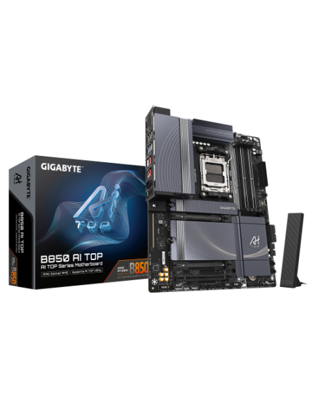 PLACA GIGABYTE B850 AI TOP,AMD,AM5,B850,4DDR5,256GB,1HDMI+USB-C,4SATA3+3M.2,2X10GBELAN+WIFI7+BT5.4,7USB3.2,ATX