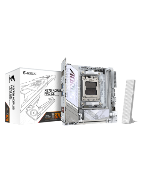 GIGABYTE X870I AORUS PRO ICE Placa base - Compatible con procesadores AMD Ryzen serie 9000, VRM de 8+2+1 fases, hasta 8400 MHz D