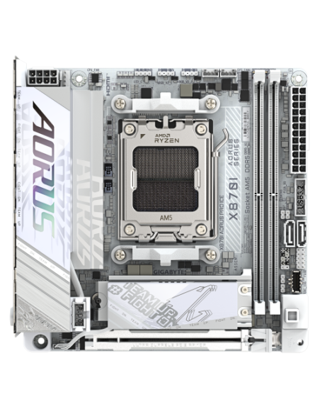 GIGABYTE X870I AORUS PRO ICE Placa base - Compatible con procesadores AMD Ryzen serie 9000, VRM de 8+2+1 fases, hasta 8400 MHz D