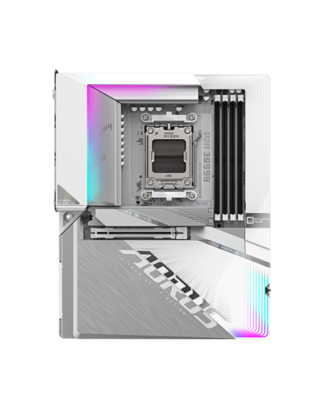 GIGABYTE B650E AORUS STEALTH ICE - Compatible con CPUs AMD Ryzen 9000, VRM de 12+2+2 fases, hasta 8000MHz DDR5 (OC), 1xPCIe 5.0 