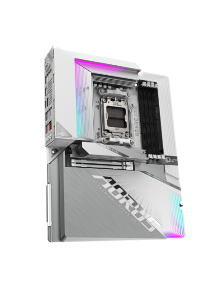 GIGABYTE B650E AORUS STEALTH ICE - Compatible con CPUs AMD Ryzen 9000, VRM de 12+2+2 fases, hasta 8000MHz DDR5 (OC), 1xPCIe 5.0 