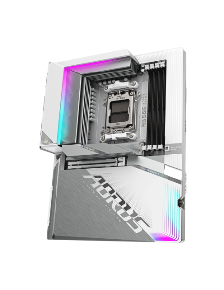 GIGABYTE B650E AORUS STEALTH ICE - Compatible con CPUs AMD Ryzen 9000, VRM de 12+2+2 fases, hasta 8000MHz DDR5 (OC), 1xPCIe 5.0 