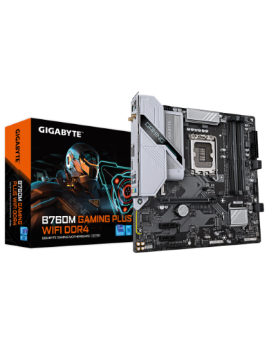 GIGABYTE B760M GAMING PLUS WIFI DDR4 Placa base - Compatible con procesadores Intel Core de 14ª generación, VRM de 4+1+1 fases, 