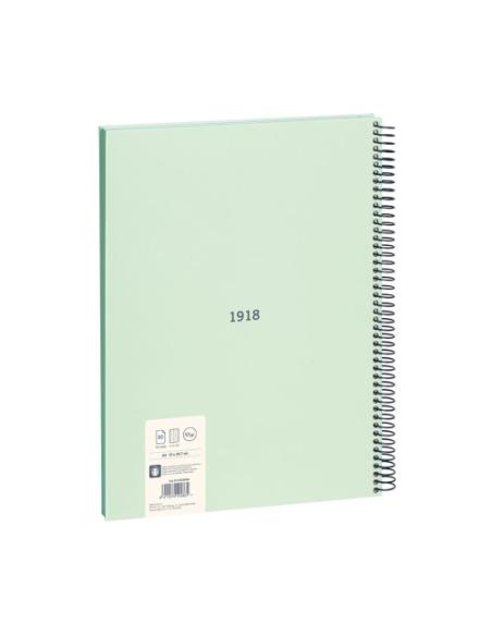 LIBRETA CON ESPIRAL, PAPEL CUADRICULADO, 80 HOJAS A4, SERIE 1918, VERDE MILAN 57143E80GR