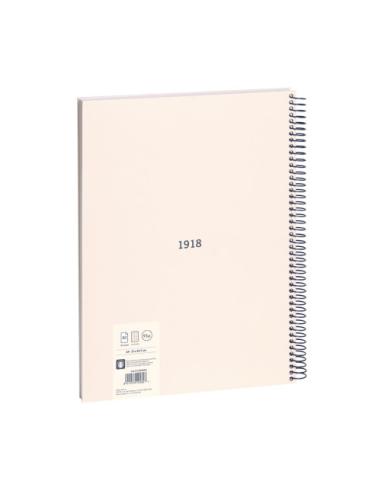 LIBRETA CON ESPIRAL, PAPEL CUADRICULADO, 80 HOJAS A4, SERIE 1918, BEIGE MILAN 57143E80BG