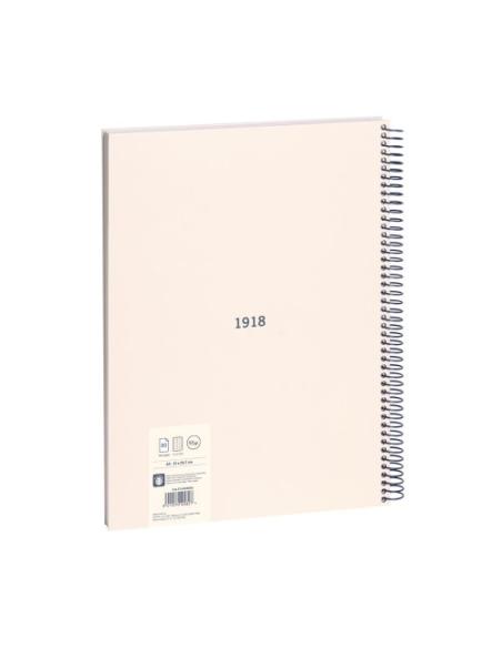 LIBRETA CON ESPIRAL, PAPEL CUADRICULADO, 80 HOJAS A4, SERIE 1918, BEIGE MILAN 57143E80BG