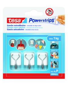 BLISTER 3 GANCHOS ADHESIVOS ALAMBRE POWERSTRIPS 1KG TAMAÑO S BLANCO TESA 57615-00001-00