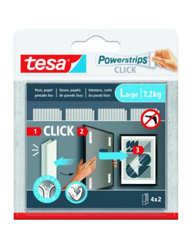 BLISTER TIRAS ADHESIVAS CUELGA OBJETOS POWERSTRIPS CLIK 7,2KG 4 PARES 85X20MM "L" TESA 77722-00001-00