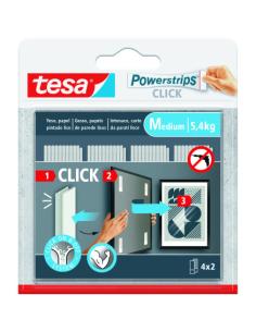 BLISTER TIRAS ADHESIVAS CUELGA OBJETOS POWERSTRIPS CLIK 5,4KG 4 PARES 80x20MM "M" TESA 77721-00001-00