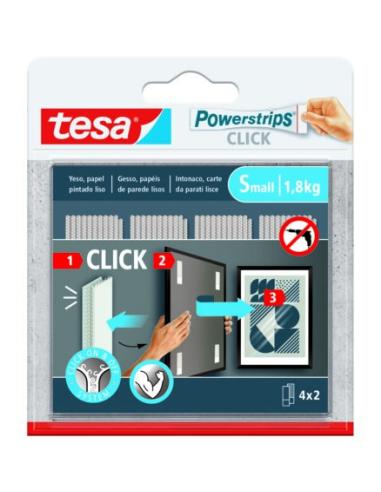 BLISTER TIRAS ADHESIVAS CUELGA OBJETOS POWERSTRIPS CLIK 1,8KG 4 PARES 60X20MM "S" TESA 77720-00001-00