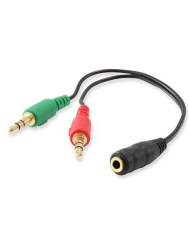 CABLE ADAPTADOR AUDIO EWENT 2xJACK 3.5 DE 4 PINES (H) A 1XJACK 3.5 (H) DE 3 PINES / 0.15 M / EC1642