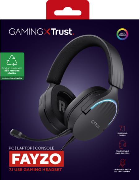 Trust GXT 490 FAYZO Auriculares Alámbrico Diadema Juego USB tipo A Negro