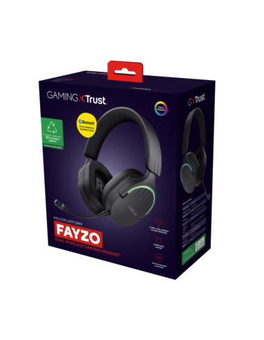 Trust GXT 491 Fayzo Auriculares Inalámbrico y alámbrico Diadema Juego USB Tipo C Bluetooth Negro