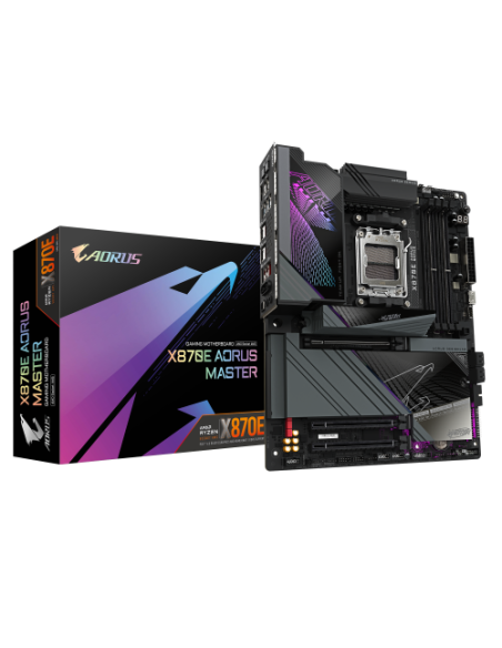 GIGABYTE Placa base X870E AORUS MASTER - Compatible con CPUs AMD Ryzen 9000, VRM digital de 16+2+2 fases, hasta 8200MHz DDR5 (OC