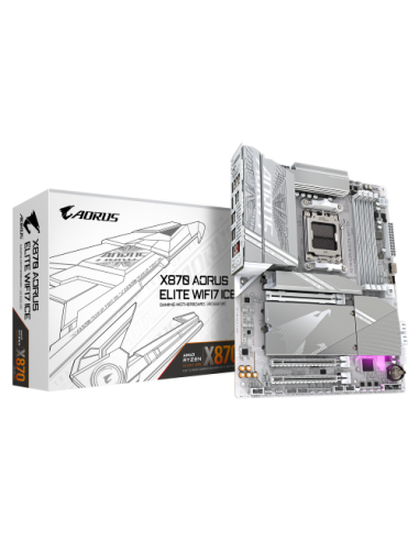 GIGABYTE Placa base X870 A ELITE WF7 ICE - Compatible con CPUs AMD Ryzen 9000, VRM digital de 16+2+2 fases, hasta 8000MHz DDR5 (