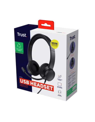 Trust Ayda Auriculares Alámbrico Diadema Llamadas/Música USB tipo A Negro
