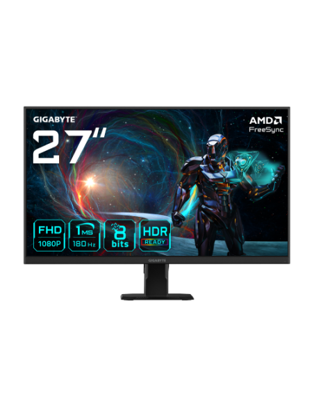 GIGABYTE GS27FA Monitor para juegos de 27” FHD - 1920 x 1080 (FHD), 180Hz, 1ms, 300 cd/m², FreeSync, HDR Ready, HDMI 2.0