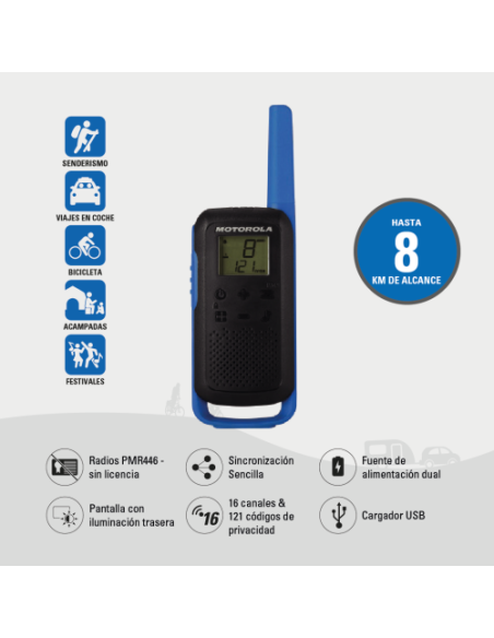 PACK 2 WALKIE TALKIE T62 ROJO MOTOROLA 59T62REDPACK