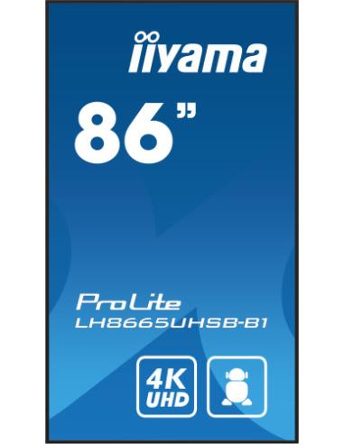 MONITOR IIYAMA 86" , UHD IPS PANEL, HAZE 1%, 800CD/M, HORIZ Y VERT, SIGNAL FAILOVER, MM 2X 10W, HDMI 2X, DP, USB 2.0 X2, WIFI, L