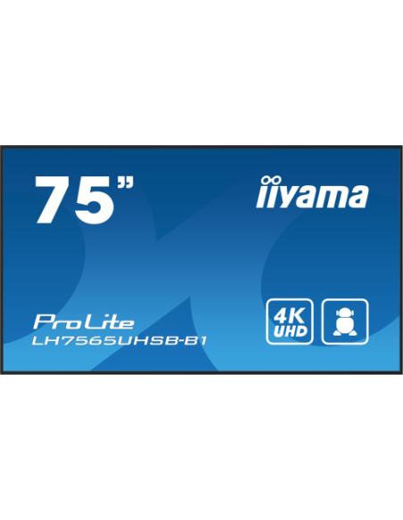 MONITOR IIYAMA 75" , UHD IPS PANEL, HAZE 1%, 800CD/M, HORIZ Y VERT, SIGNAL FAILOVER, MM 2X 10W, HDMI 2X, DP, USB 2.0 X2, WIFI, L