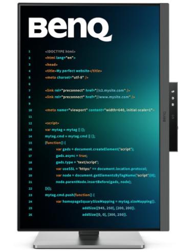 MONITOR PARA PROGRAMACION BENQ RD240Q 24.1" IPS WQXGA ,2560 X 1600, 95% P3, ANTIDESLUMBRAMIENTO, USB-C PD90W., 16:10 HDR10