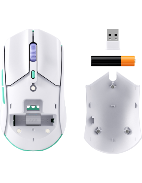 HP HyperX Pulsefire Haste 2 Core inalámbricos: ratón gaming (blanco/verde/púrpura)