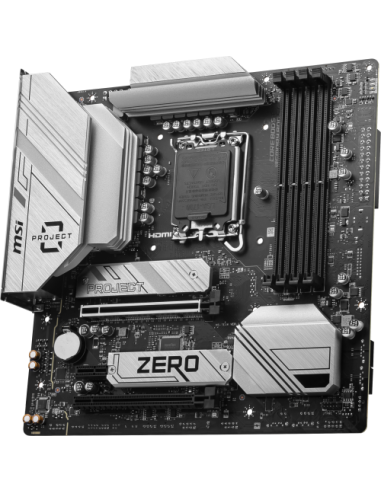PLACA MSI B760M PROJECT ZERO,BTF,INTEL,1700,B760,4DDR5,256GB,HDMI+DP,4SATA3/6G+2M.2,9USB3.2,2.5GB+WIFI6E+BT5.3,MATX