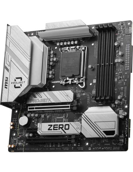 PLACA MSI B760M PROJECT ZERO,BTF,INTEL,1700,B760,4DDR5,256GB,HDMI+DP,4SATA3/6G+2M.2,9USB3.2,2.5GB+WIFI6E+BT5.3,MATX