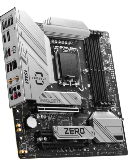 PLACA MSI B760M PROJECT ZERO,BTF,INTEL,1700,B760,4DDR5,256GB,HDMI+DP,4SATA3/6G+2M.2,9USB3.2,2.5GB+WIFI6E+BT5.3,MATX